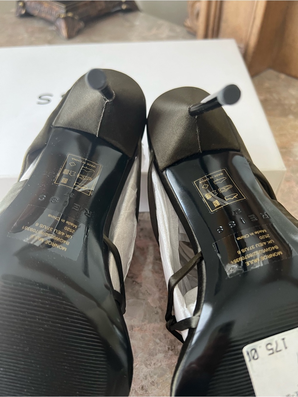 Reiss Olive Satin Bow-Strap Heeled Slides - Picture 7 of 10